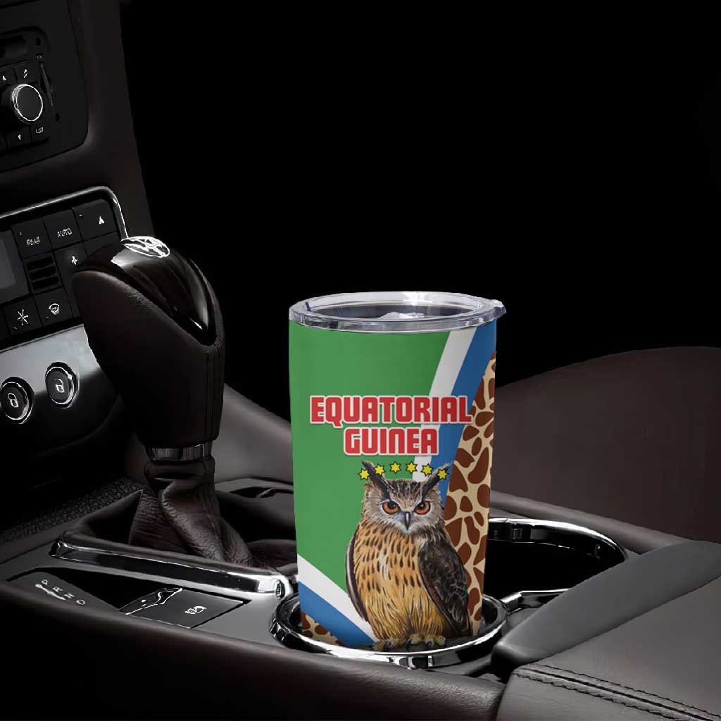 Personalised Equatorial Guinea Tumbler Cup Bubo Poensis With Coat Of Arms
