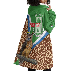 Personalised Equatorial Guinea Wearable Blanket Hoodie Bubo Poensis With Coat Of Arms