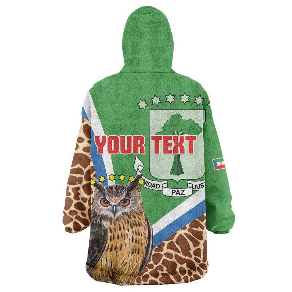 Personalised Equatorial Guinea Wearable Blanket Hoodie Bubo Poensis With Coat Of Arms