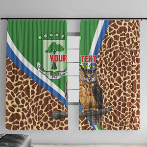 Personalised Equatorial Guinea Window Curtain Bubo Poensis With Coat Of Arms