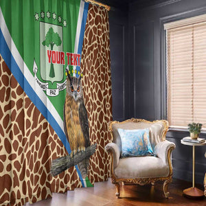 Personalised Equatorial Guinea Window Curtain Bubo Poensis With Coat Of Arms
