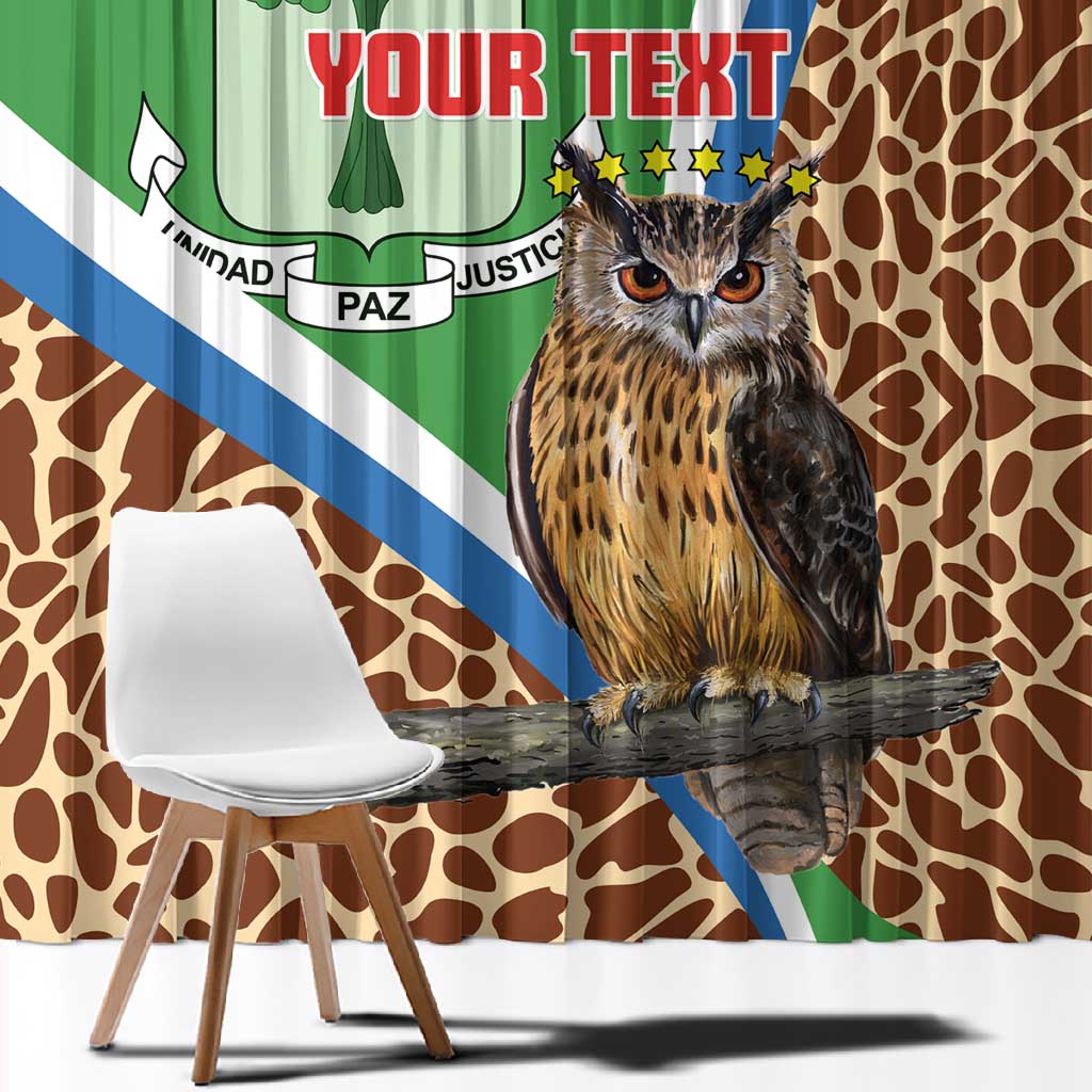 Personalised Equatorial Guinea Window Curtain Bubo Poensis With Coat Of Arms