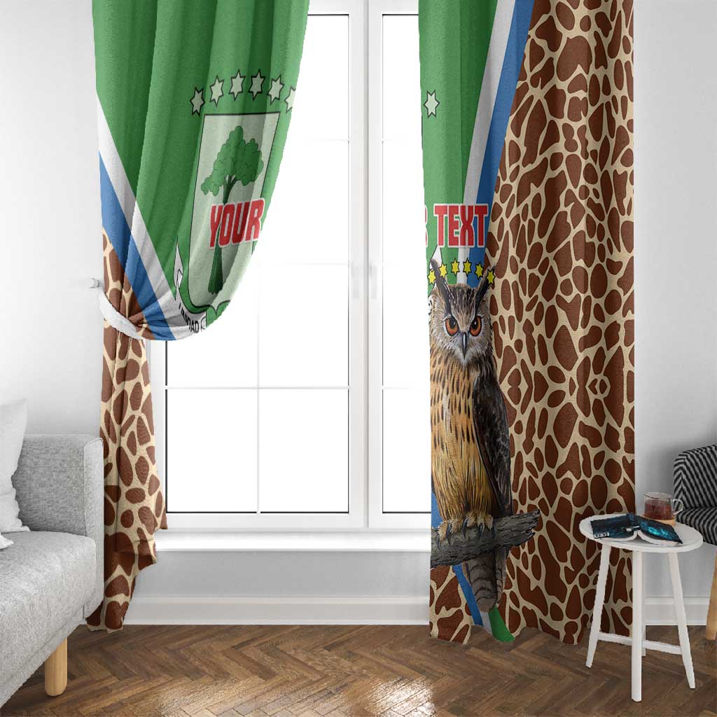 Personalised Equatorial Guinea Window Curtain Bubo Poensis With Coat Of Arms
