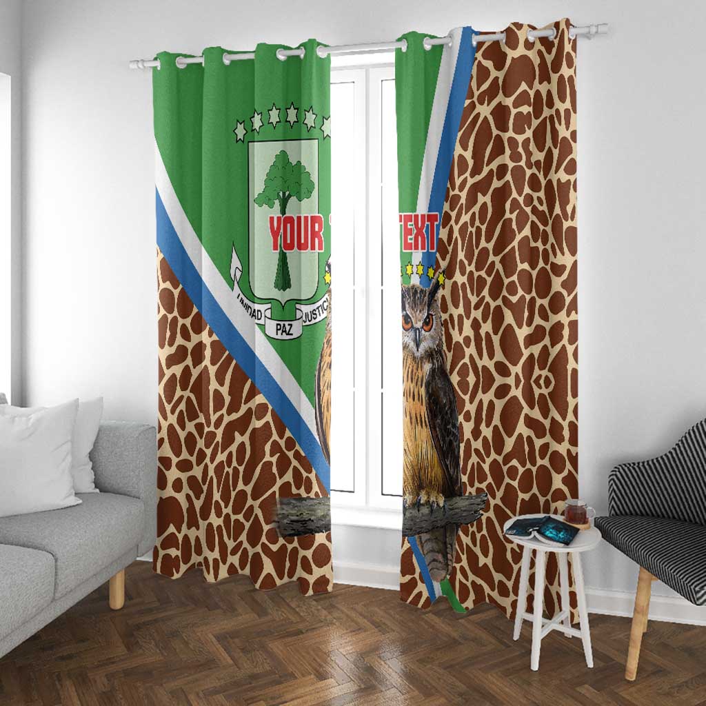 Personalised Equatorial Guinea Window Curtain Bubo Poensis With Coat Of Arms