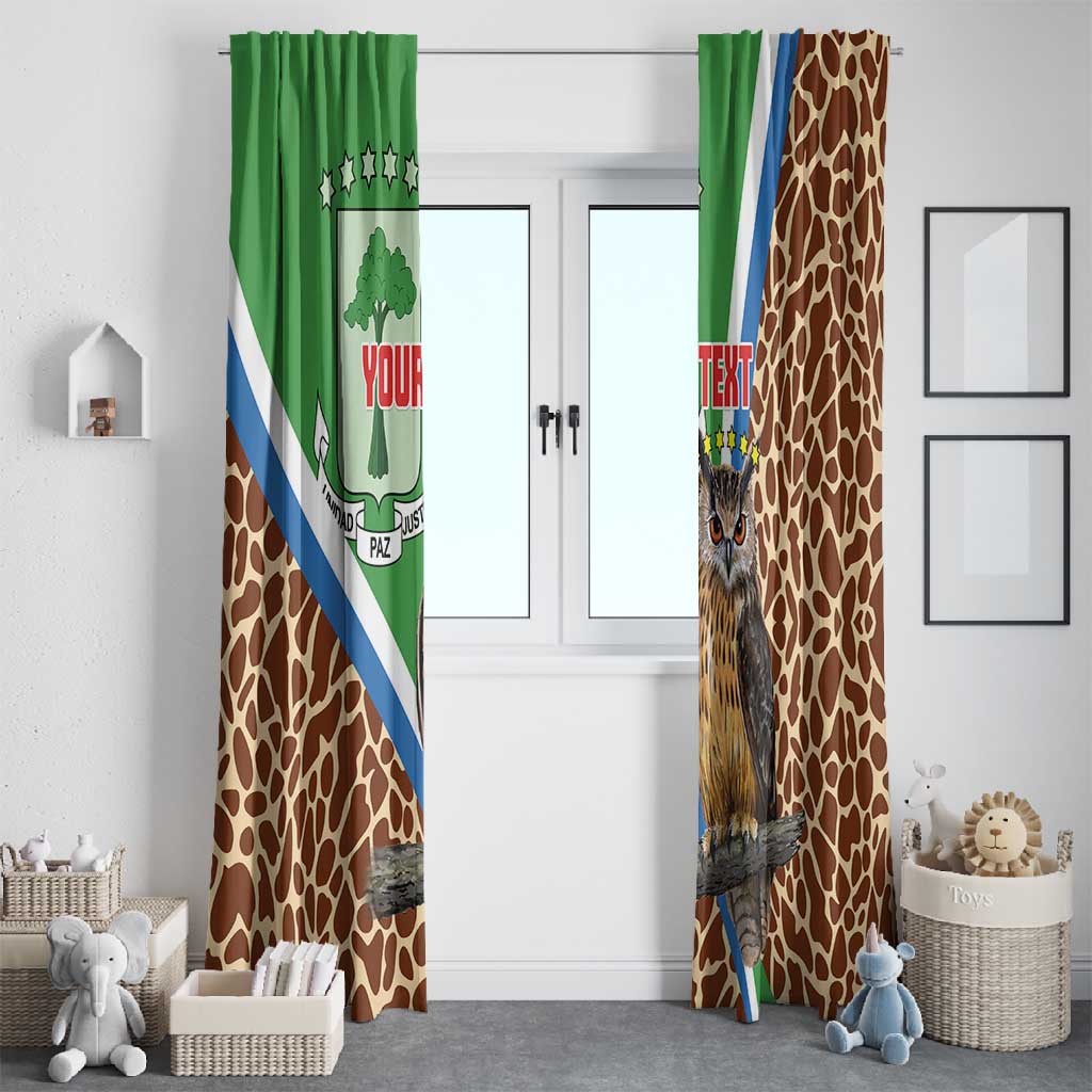 Personalised Equatorial Guinea Window Curtain Bubo Poensis With Coat Of Arms