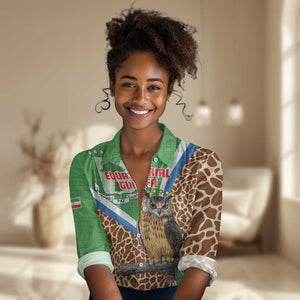 Personalised Equatorial Guinea Women Casual Shirt Bubo Poensis With Coat Of Arms