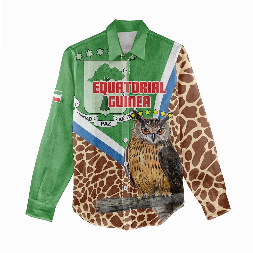 Personalised Equatorial Guinea Women Casual Shirt Bubo Poensis With Coat Of Arms