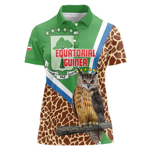 Personalised Equatorial Guinea Women Polo Shirt Bubo Poensis With Coat Of Arms