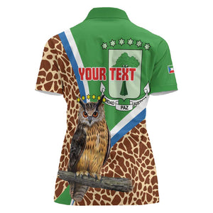 Personalised Equatorial Guinea Women Polo Shirt Bubo Poensis With Coat Of Arms