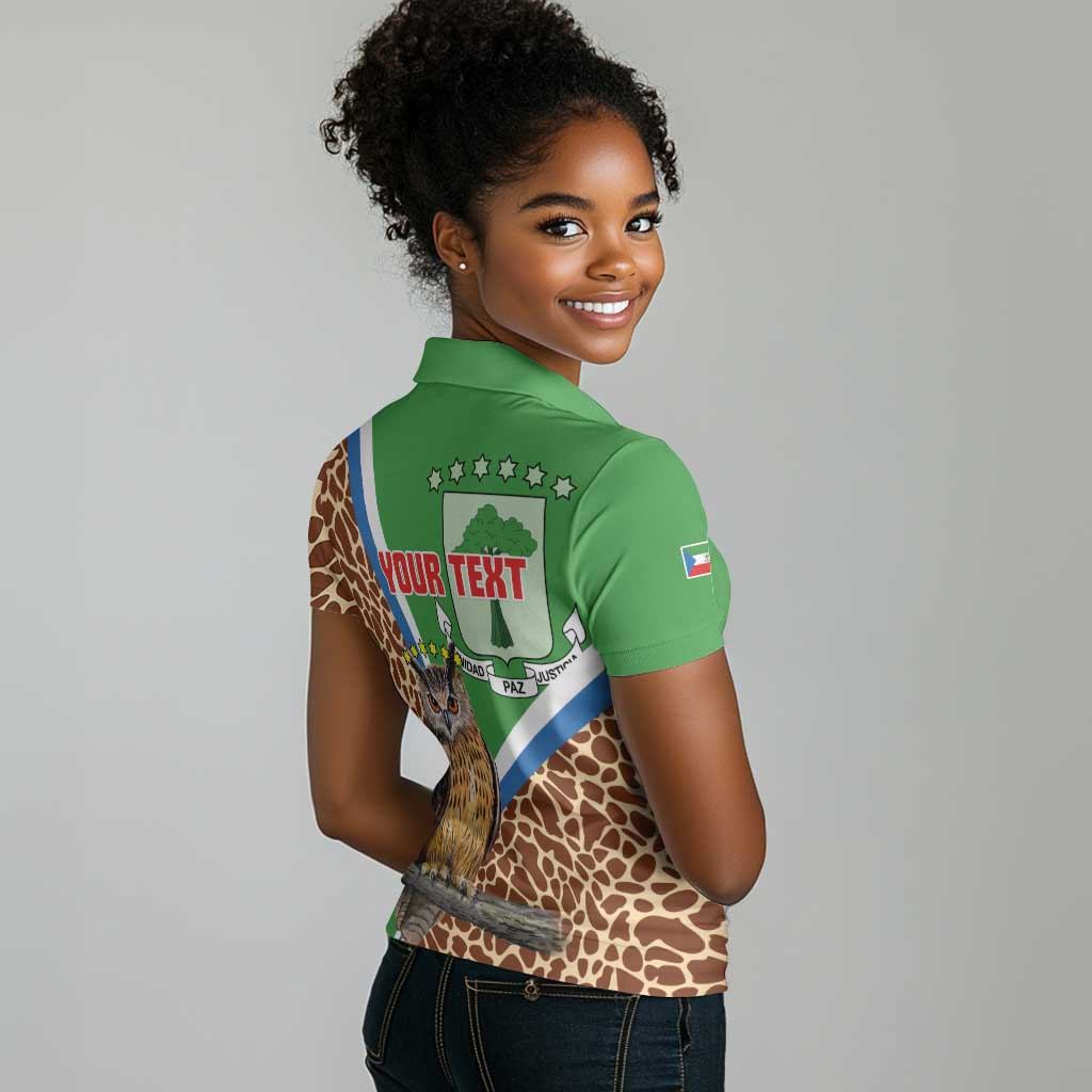 Personalised Equatorial Guinea Women Polo Shirt Bubo Poensis With Coat Of Arms