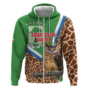 Personalised Equatorial Guinea Zip Hoodie Bubo Poensis With Coat Of Arms