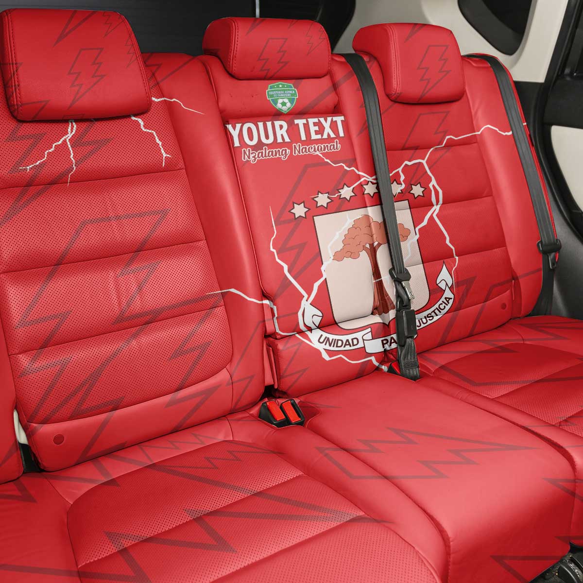 Custom Equatorial Guinea Football Back Car Seat Cover Go Champions - Red Version