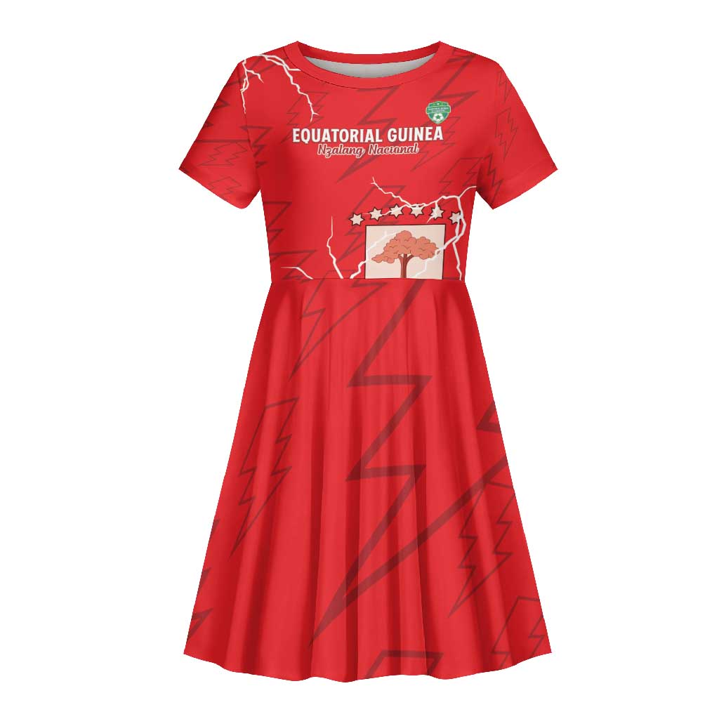 Custom Equatorial Guinea Football Kid Short Sleeve Dress Go Champions - Red Version