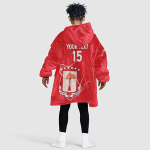 Custom Equatorial Guinea Football Kid Wearable Blanket Hoodie Go Champions - Red Version