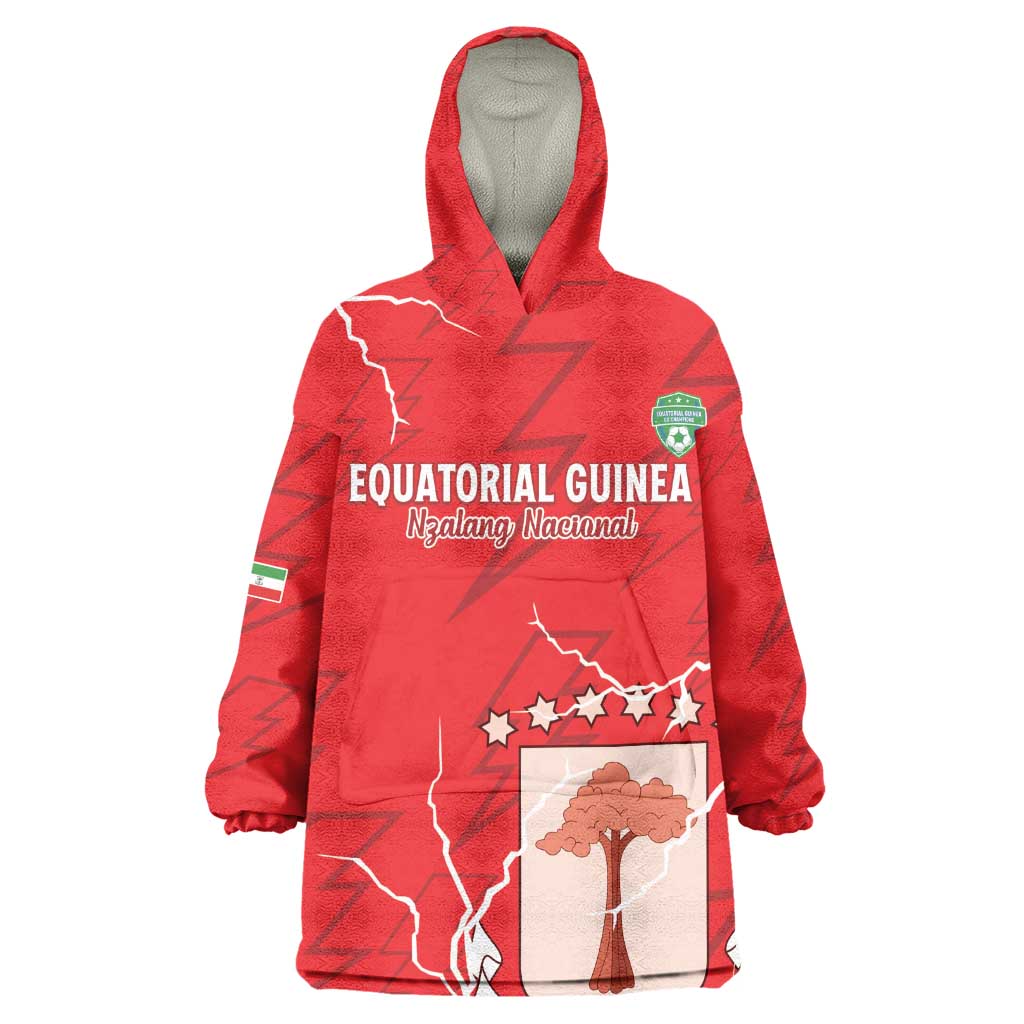 Custom Equatorial Guinea Football Kid Wearable Blanket Hoodie Go Champions - Red Version