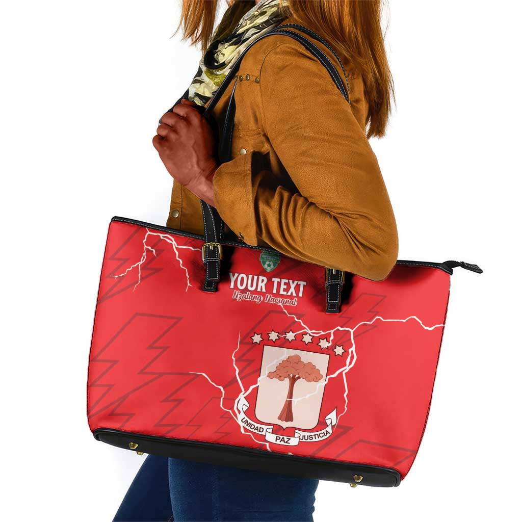 Custom Equatorial Guinea Football Leather Tote Bag Go Champions - Red Version