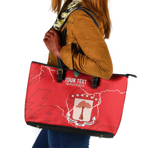 Custom Equatorial Guinea Football Leather Tote Bag Go Champions - Red Version
