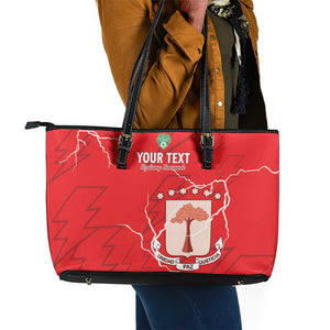 Custom Equatorial Guinea Football Leather Tote Bag Go Champions - Red Version