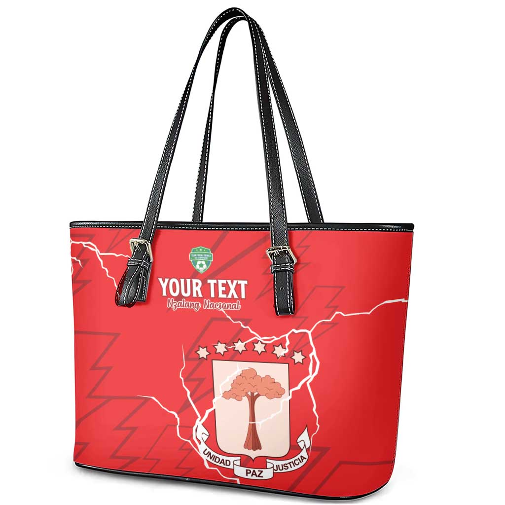 Custom Equatorial Guinea Football Leather Tote Bag Go Champions - Red Version