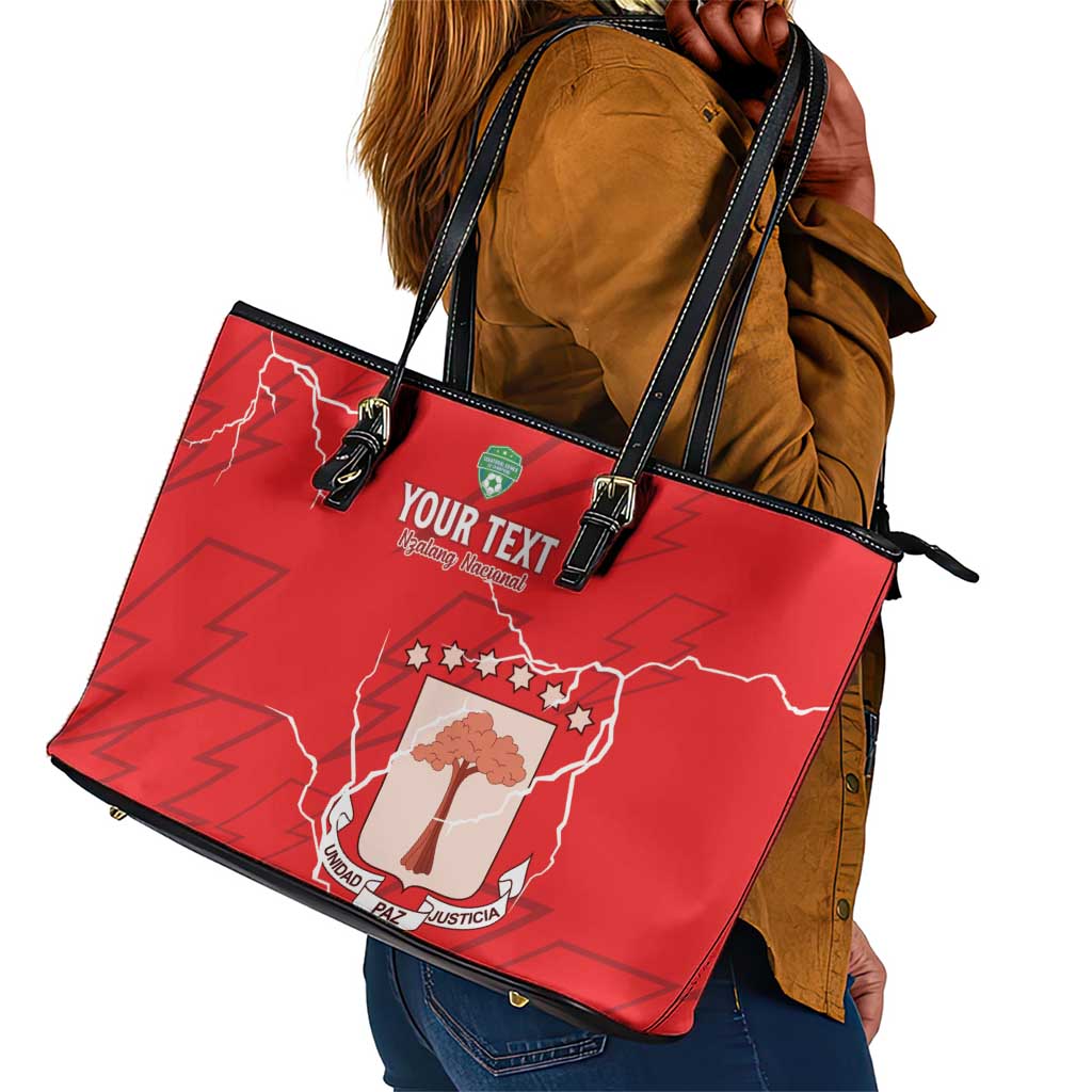 Custom Equatorial Guinea Football Leather Tote Bag Go Champions - Red Version