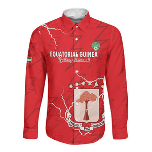 Custom Equatorial Guinea Football Long Sleeve Button Shirt Go Champions - Red Version