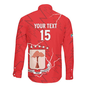 Custom Equatorial Guinea Football Long Sleeve Button Shirt Go Champions - Red Version