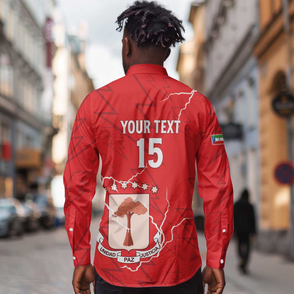 Custom Equatorial Guinea Football Long Sleeve Button Shirt Go Champions - Red Version