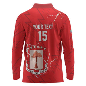 Custom Equatorial Guinea Football Long Sleeve Polo Shirt Go Champions - Red Version