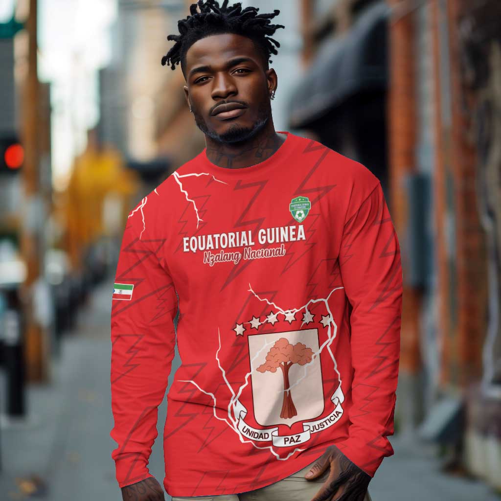 Custom Equatorial Guinea Football Long Sleeve Shirt Go Champions - Red Version