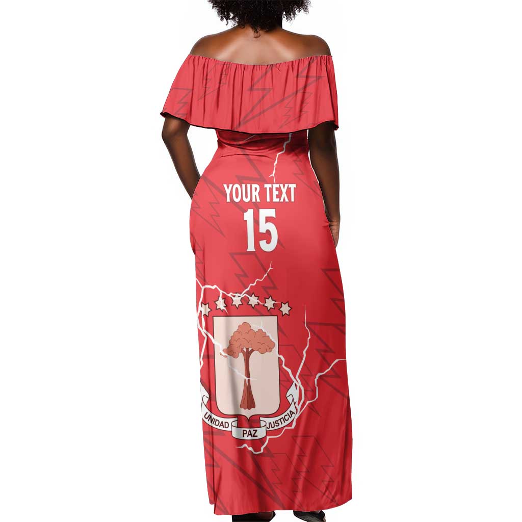 Custom Equatorial Guinea Football Off Shoulder Maxi Dress Go Champions - Red Version