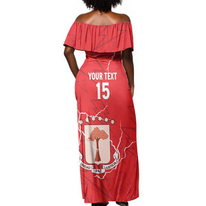 Custom Equatorial Guinea Football Off Shoulder Maxi Dress Go Champions - Red Version