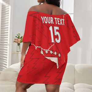 Custom Equatorial Guinea Football Off Shoulder Short Dress Go Champions - Red Version
