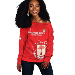Custom Equatorial Guinea Football Off Shoulder Sweater Go Champions - Red Version