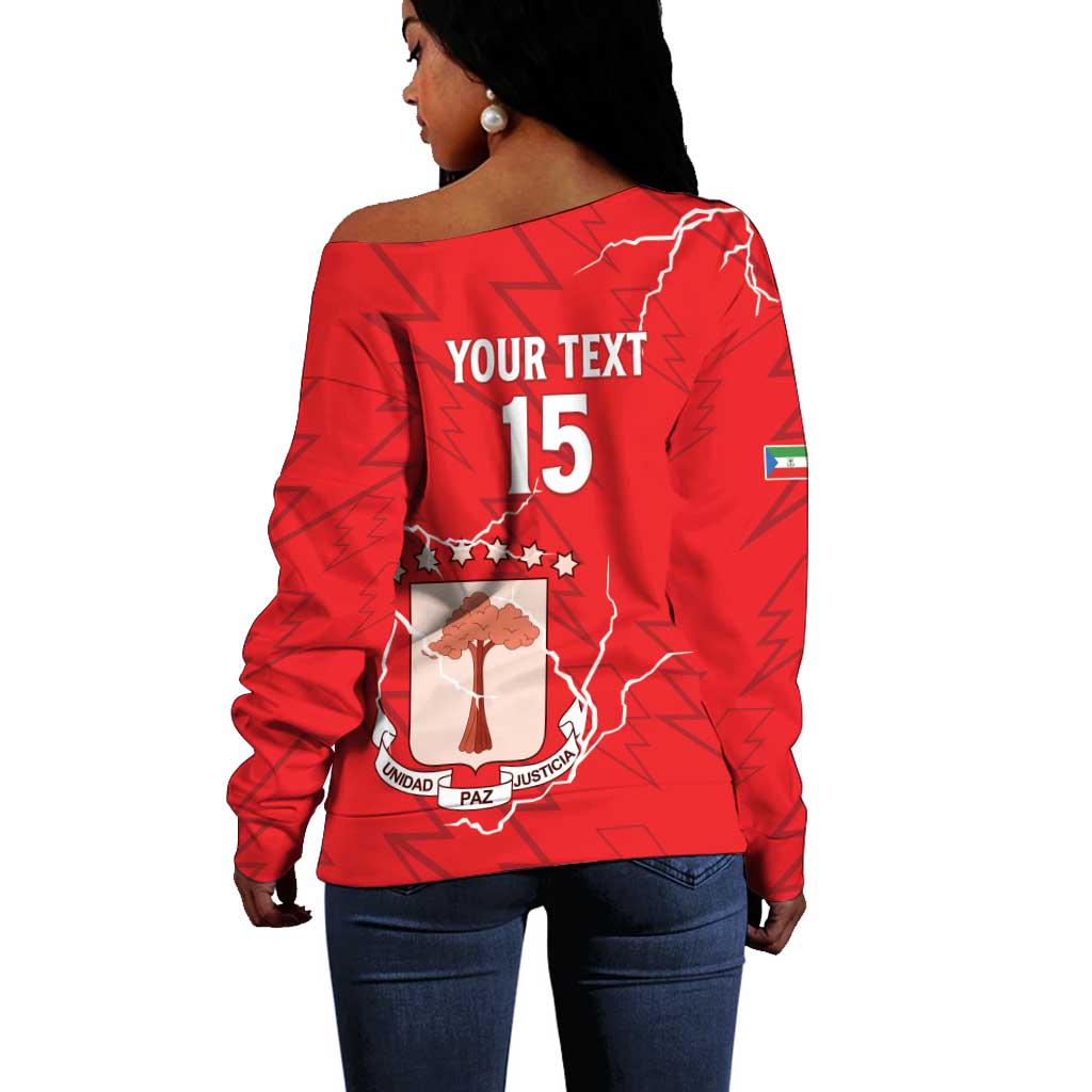 Custom Equatorial Guinea Football Off Shoulder Sweater Go Champions - Red Version