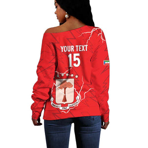 Custom Equatorial Guinea Football Off Shoulder Sweater Go Champions - Red Version