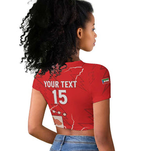 Custom Equatorial Guinea Football Raglan Cropped T shirt Go Champions - Red Version