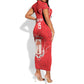 Custom Equatorial Guinea Football Short Sleeve Bodycon Dress Go Champions - Red Version LT15