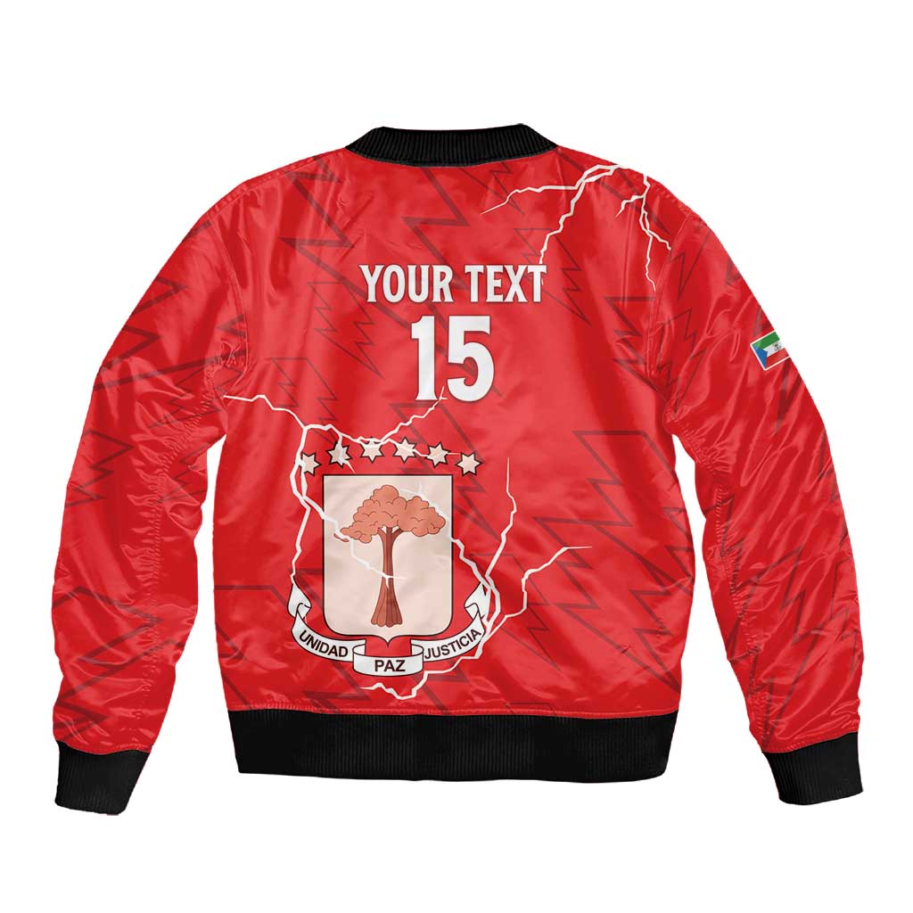 Custom Equatorial Guinea Football Sleeve Zip Bomber Jacket Go Champions - Red Version