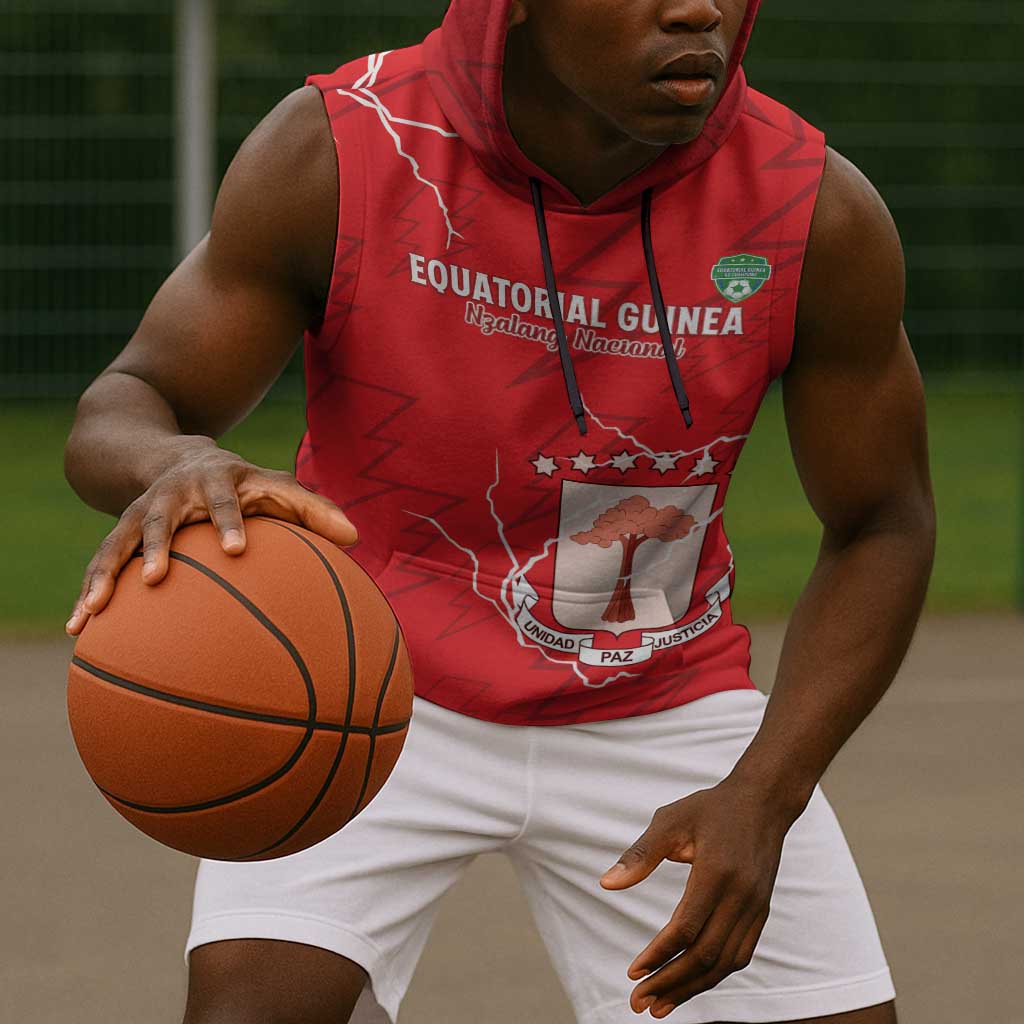 Custom Equatorial Guinea Football Sleeveless Hoodie Go Champions - Red Version - African Pride