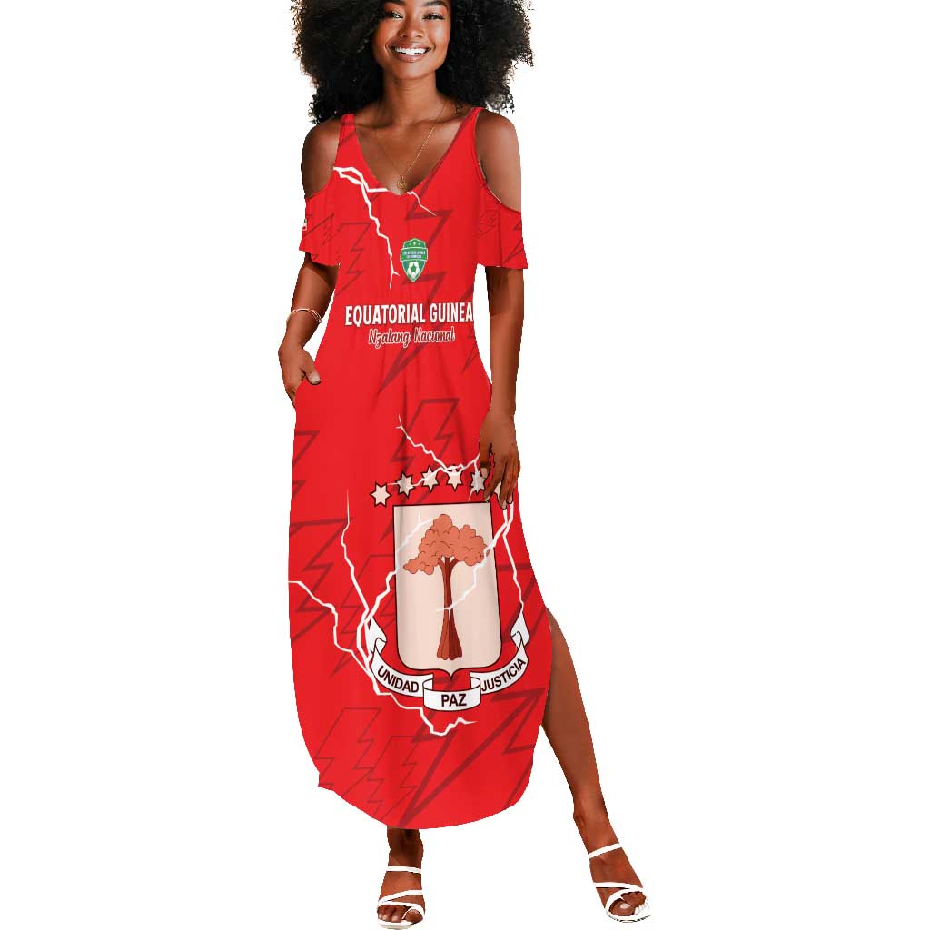 Custom Equatorial Guinea Football Summer Maxi Dress Go Champions - Red Version