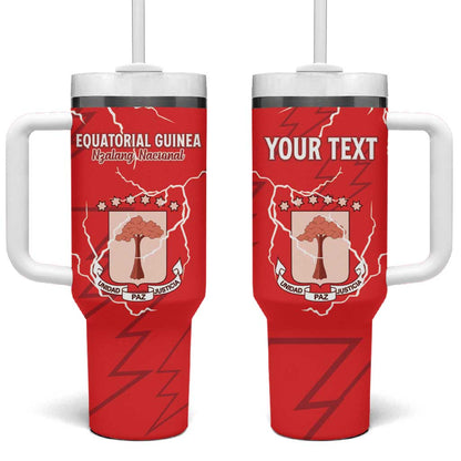 Custom Equatorial Guinea Football Tumbler With Handle Go Champions - Red Version