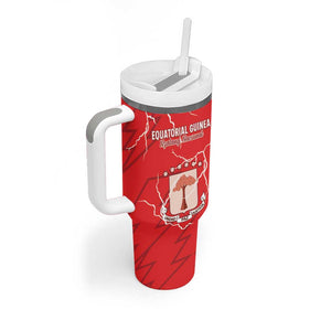 Custom Equatorial Guinea Football Tumbler With Handle Go Champions - Red Version