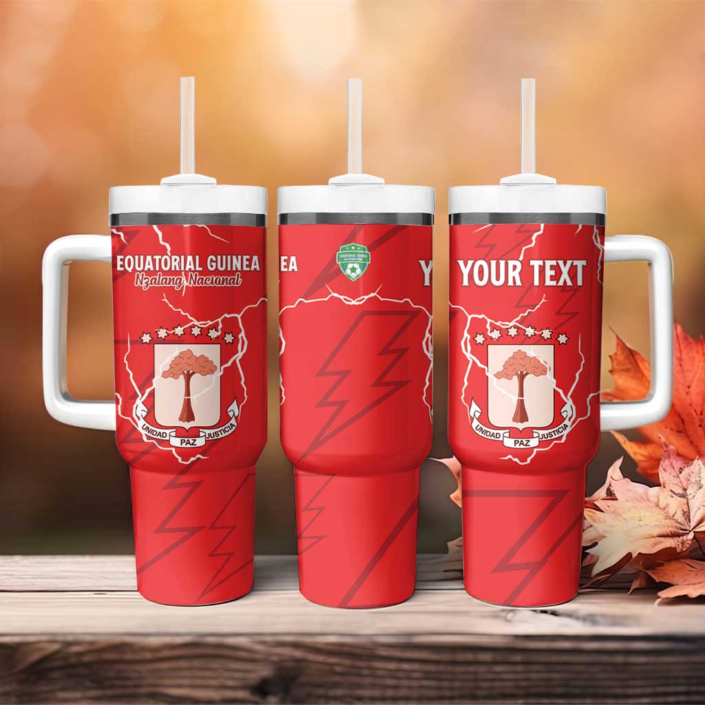 Custom Equatorial Guinea Football Tumbler With Handle Go Champions - Red Version