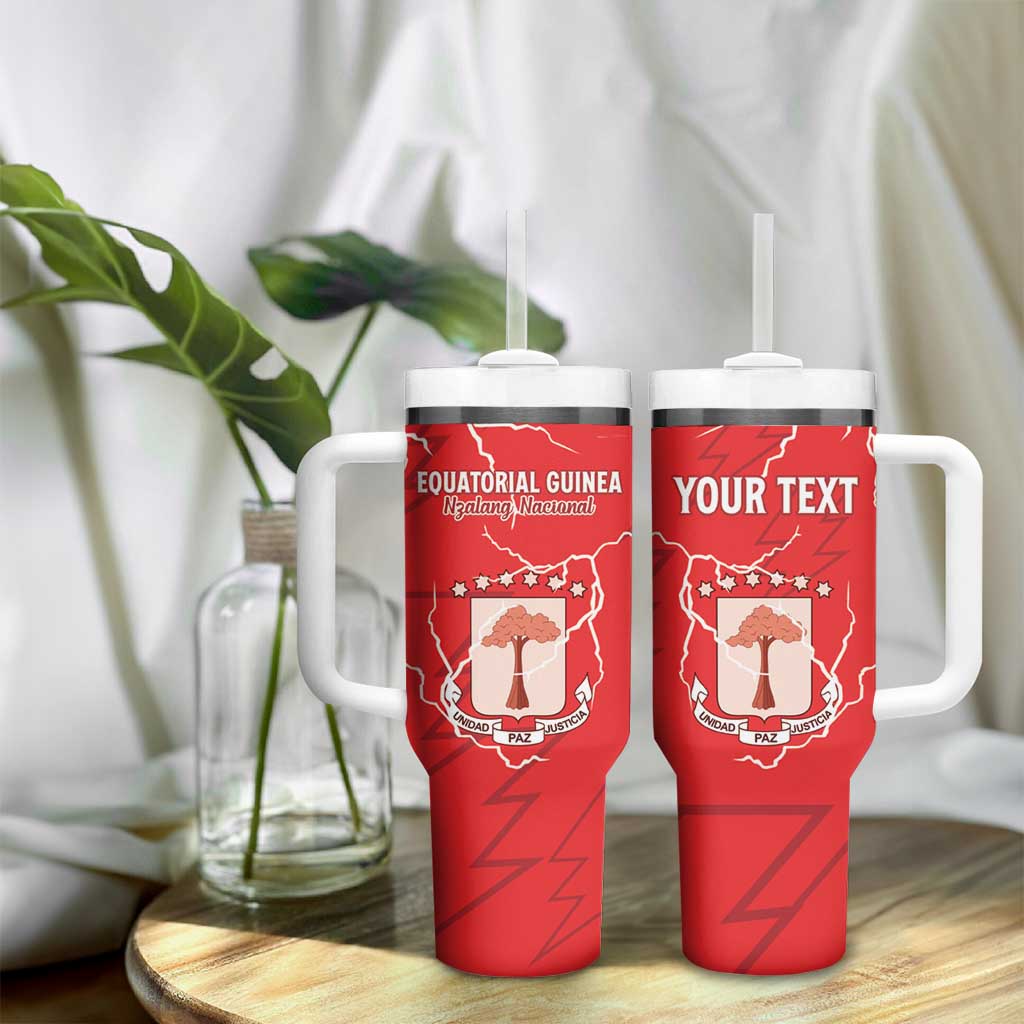 Custom Equatorial Guinea Football Tumbler With Handle Go Champions - Red Version