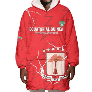 Custom Equatorial Guinea Football Wearable Blanket Hoodie Go Champions - Red Version