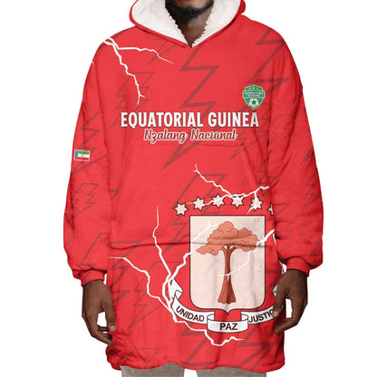 Custom Equatorial Guinea Football Wearable Blanket Hoodie Go Champions - Red Version