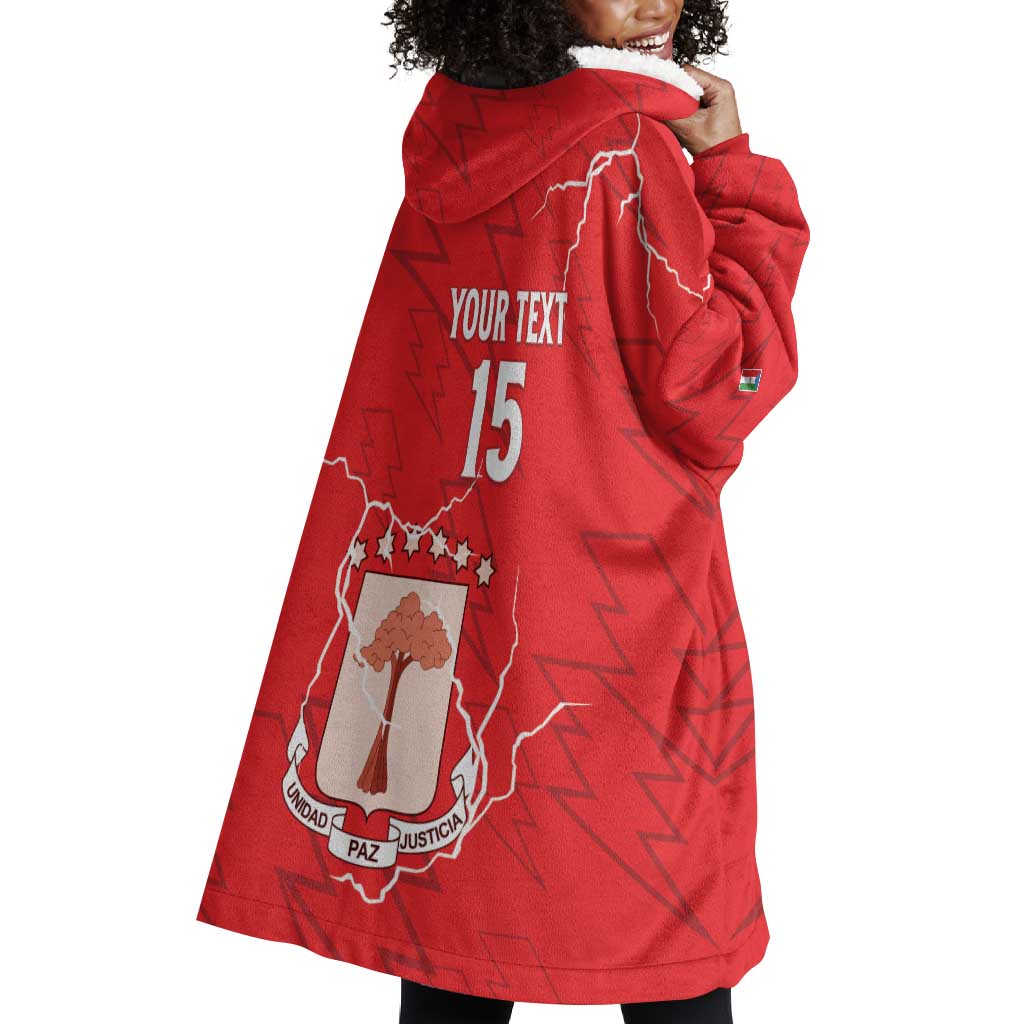 Custom Equatorial Guinea Football Wearable Blanket Hoodie Go Champions - Red Version