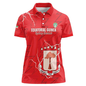 Custom Equatorial Guinea Football Women Polo Shirt Go Champions - Red Version