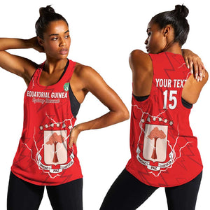 Custom Equatorial Guinea Football Women Racerback Tank Go Champions - Red Version