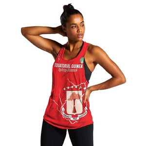 Custom Equatorial Guinea Football Women Racerback Tank Go Champions - Red Version
